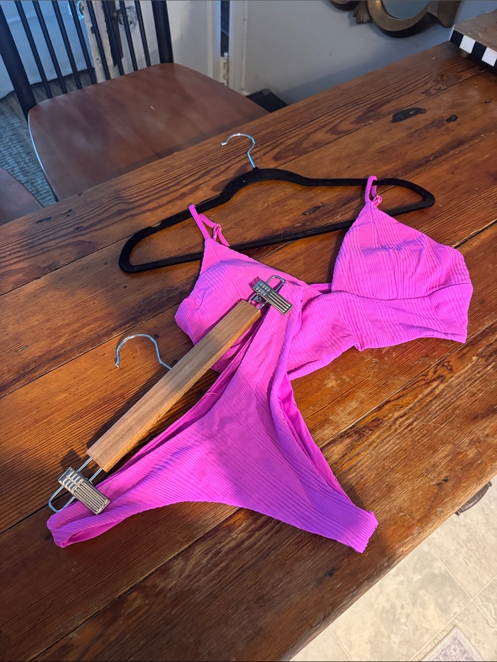 l*space Hot Pink Ribbed Bikini Set - Picture 2 of 4
